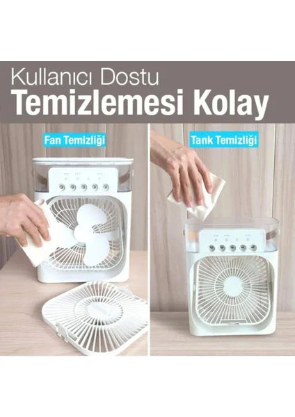 Hava Serinletici Su püskürtmeli Fan Süper Sessiz Hava Nemlendiricili Masa Fanı