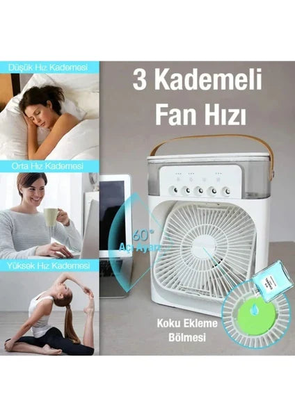 Hava Serinletici Su püskürtmeli Fan Süper Sessiz Hava Nemlendiricili Masa Fanı